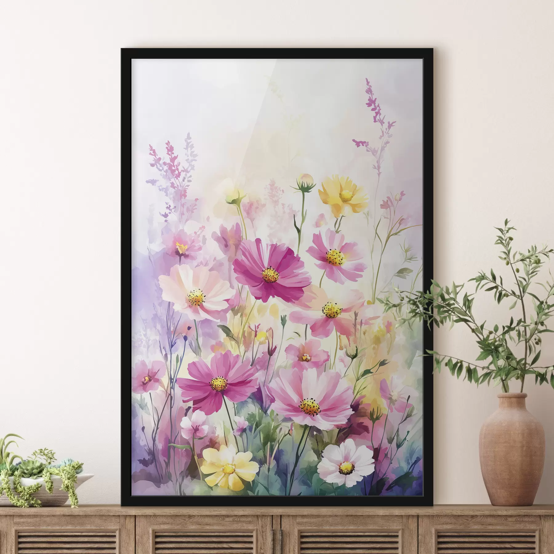 murales de pared Flores silvestres de acuarela abstracta f40538