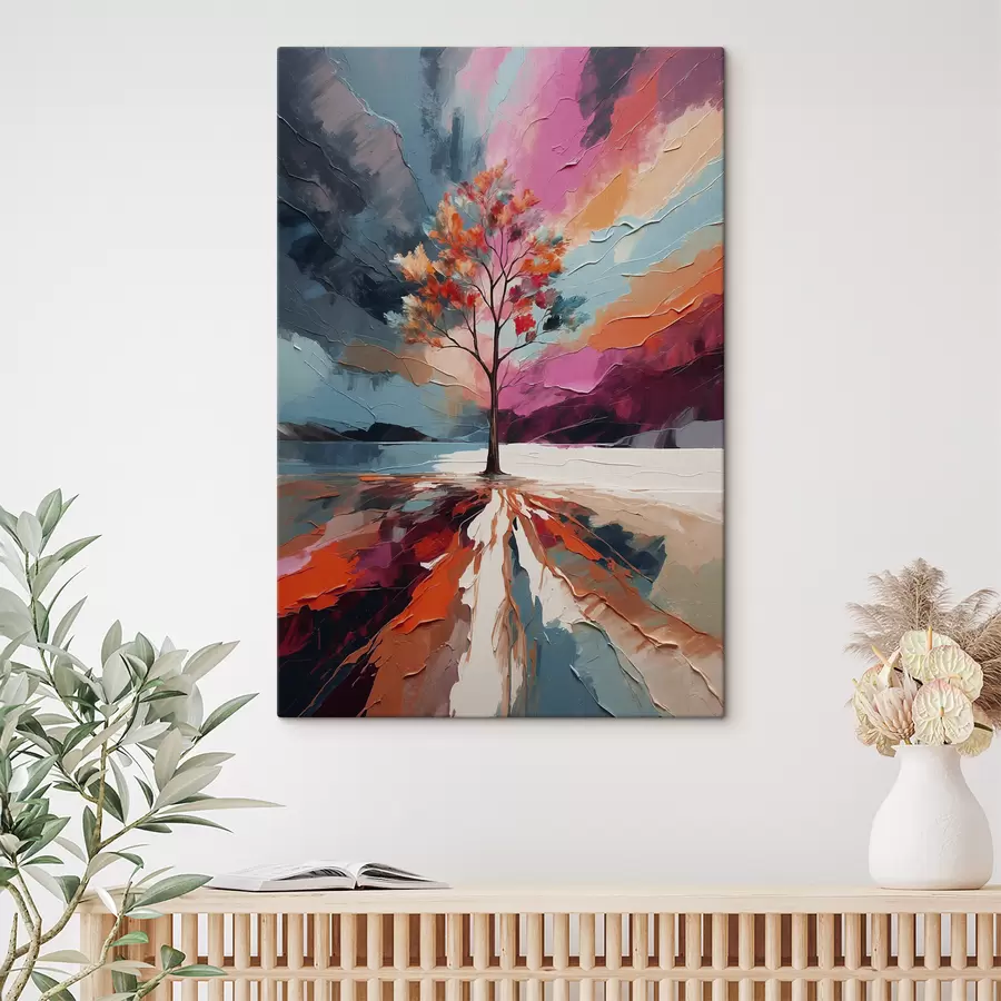 murales de pared Cuadro acrílico abstracto con árbol s40461