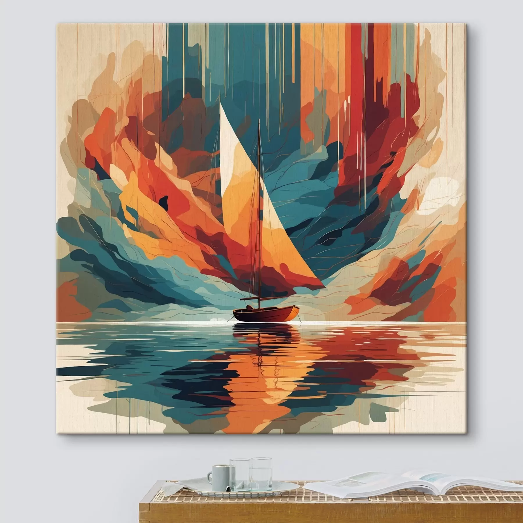 murales de pared Barco en el lago en gráficos vectoriales s40462