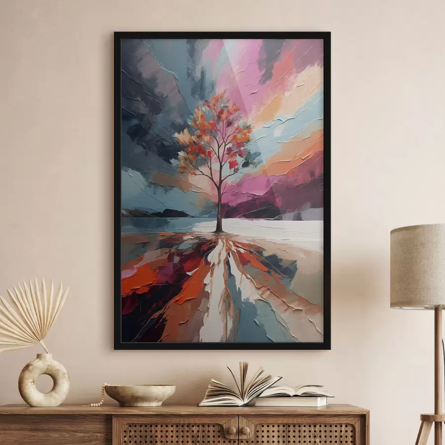 murales de pared Cuadro acrílico abstracto con árbol f40461