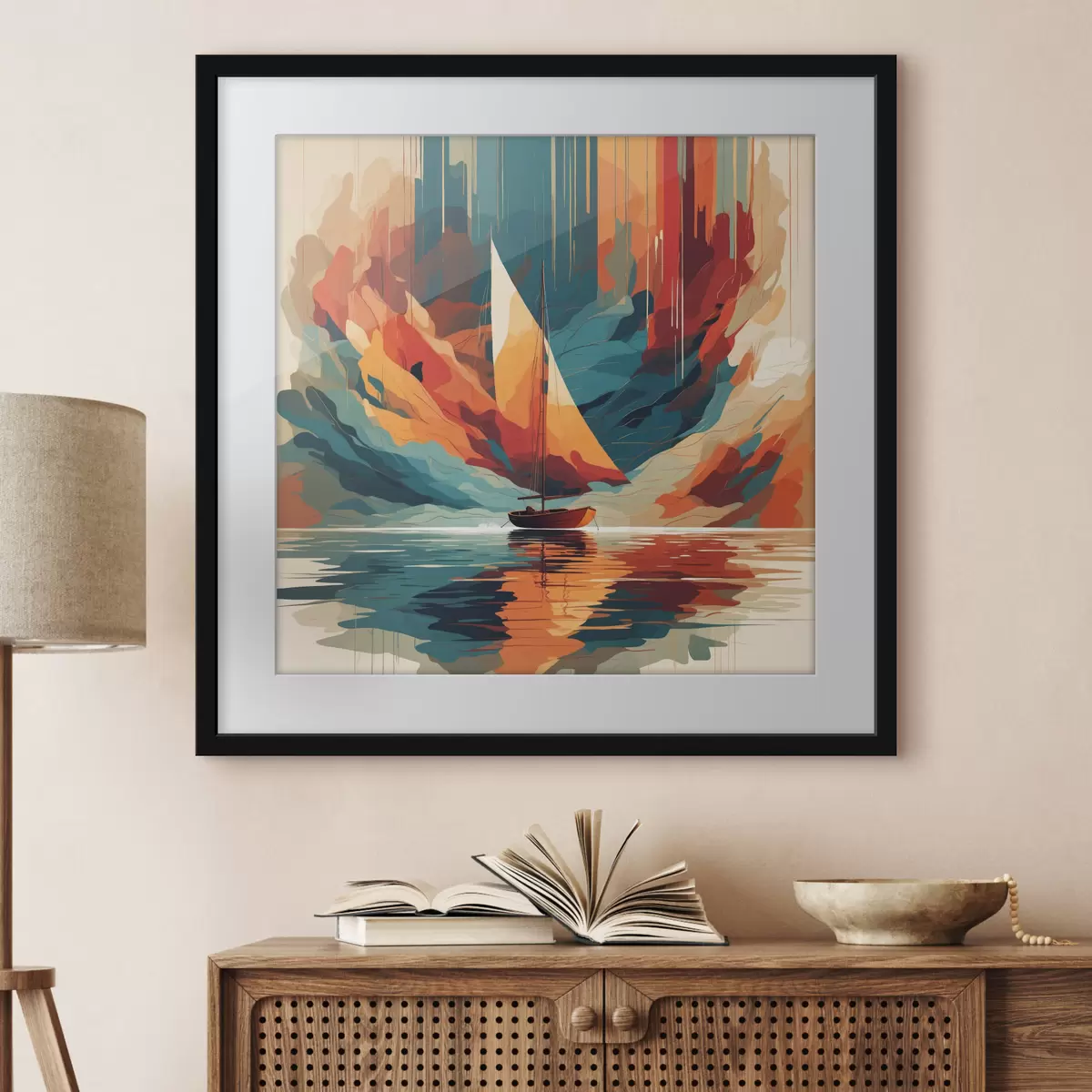 Poster Barco en el lago en gráficos vectoriales f40462