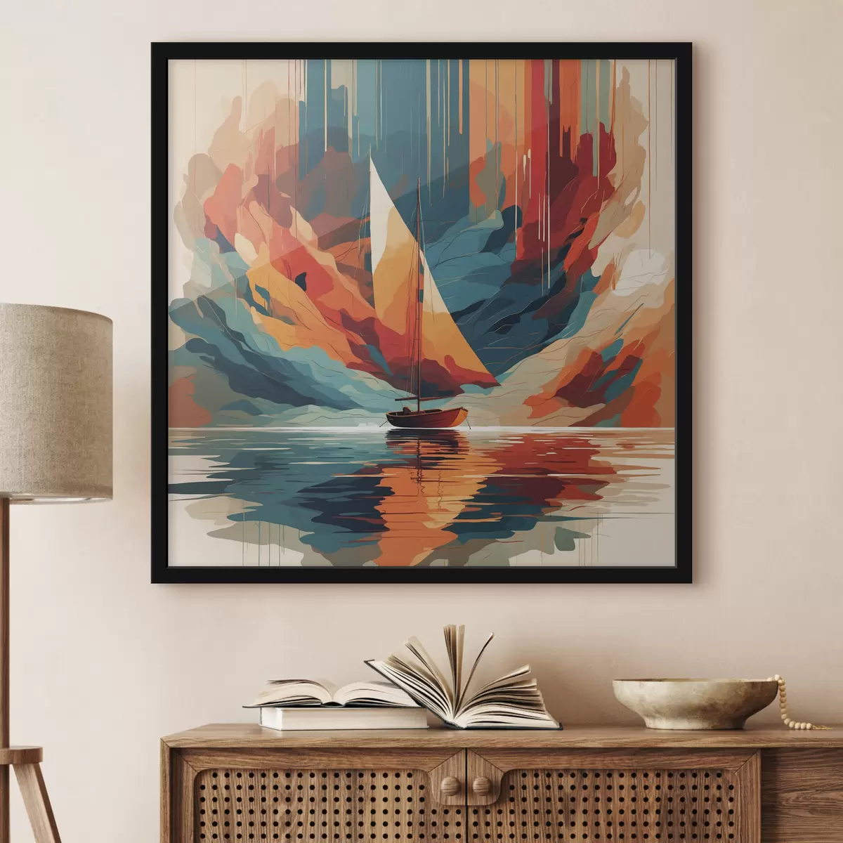 Poster Barco en el lago en gráficos vectoriales f40462