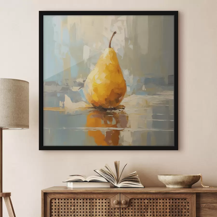 murales de pared Pera sobre fondo pastel, amarillo, naranja, gris f40690