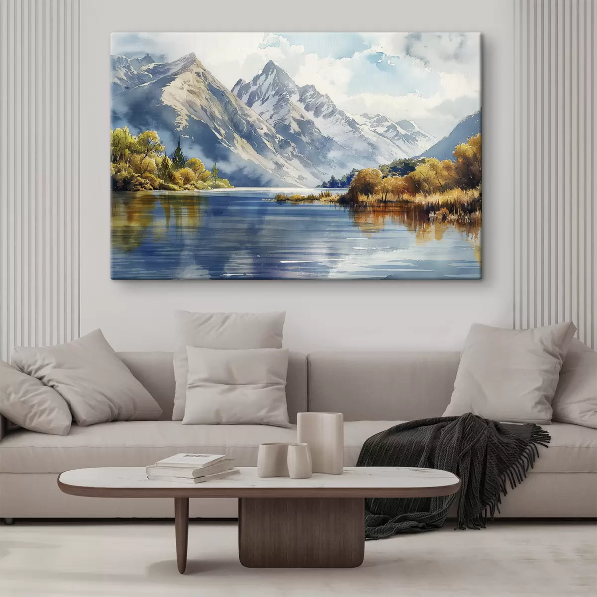 murales de pared Paisaje otoñal de montaña, río, árboles s40309