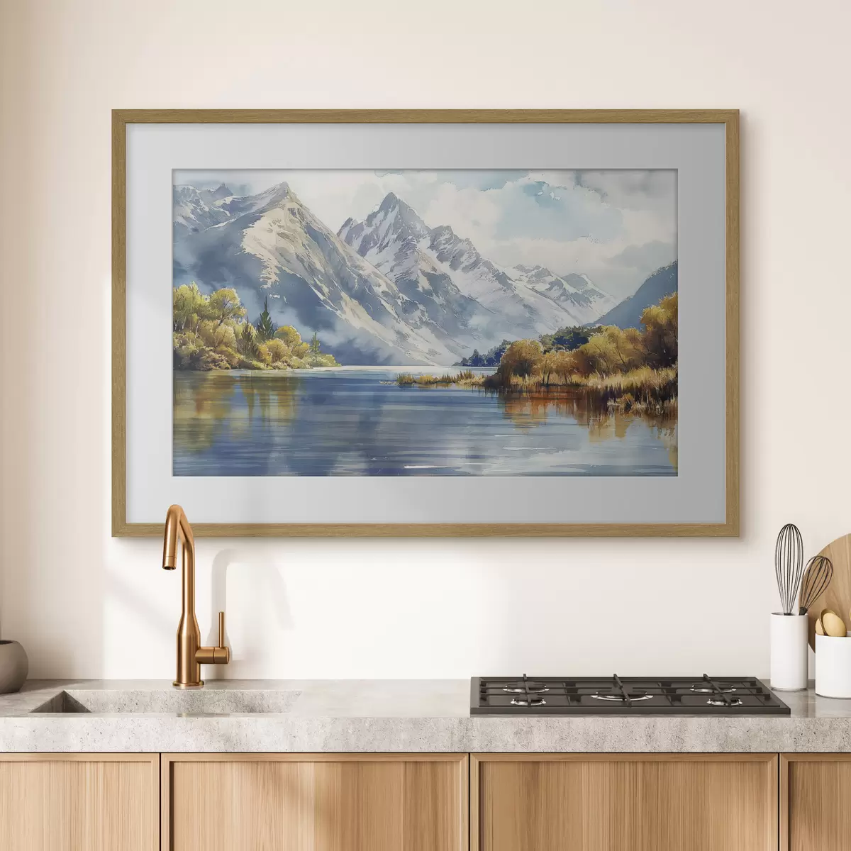 Poster Paisaje otoñal de montaña, río, árboles f40309