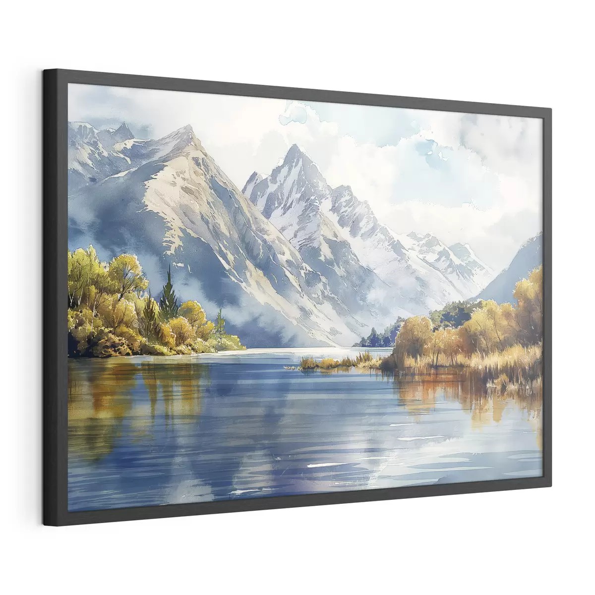 Poster Paisaje otoñal de montaña, río, árboles f40309