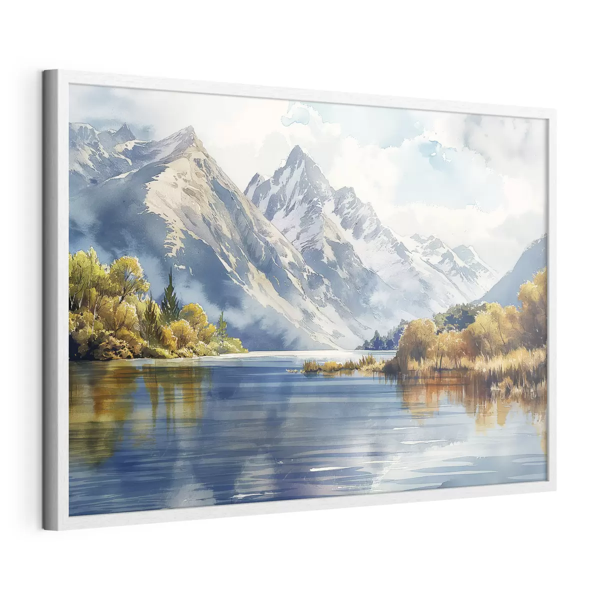 Poster Paisaje otoñal de montaña, río, árboles f40309
