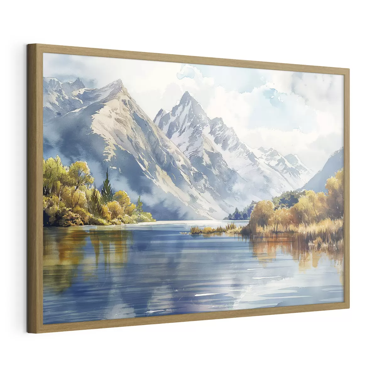 Poster Paisaje otoñal de montaña, río, árboles f40309