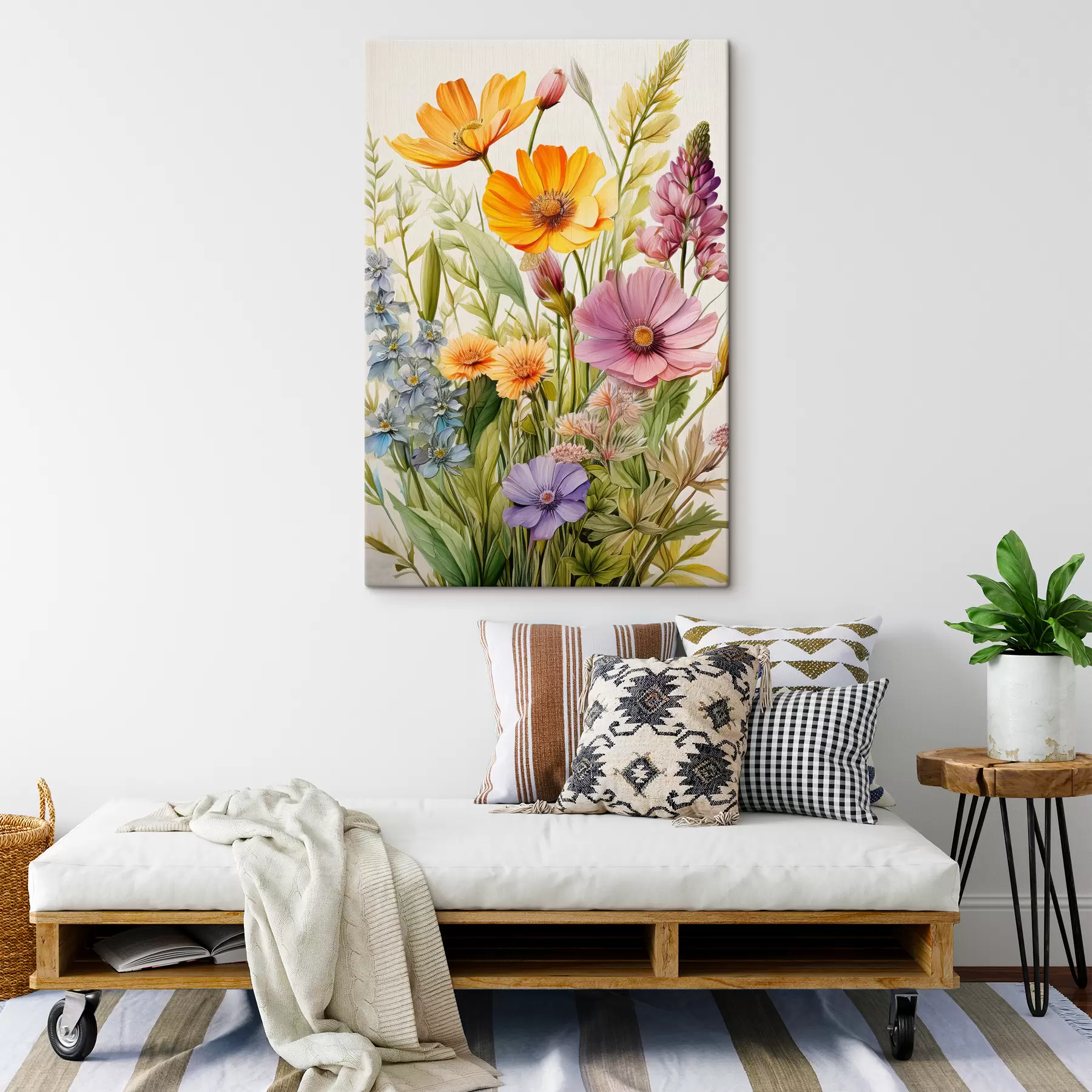 murales de pared flores silvestres multicolores, arreglo floral s40708