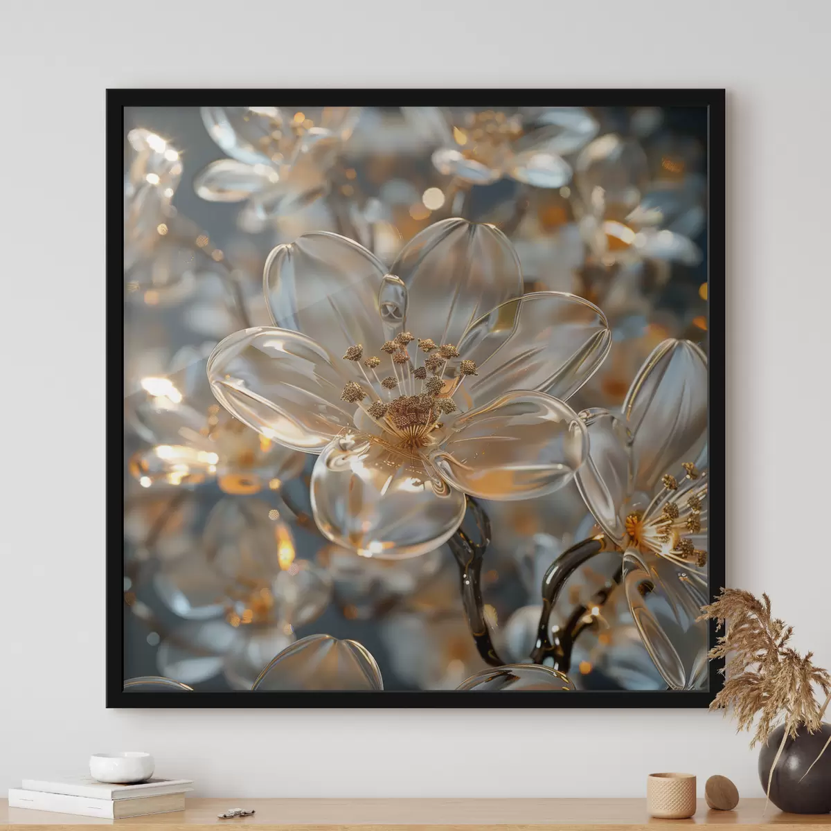 Poster Flores de cristal en colores pastel f40660