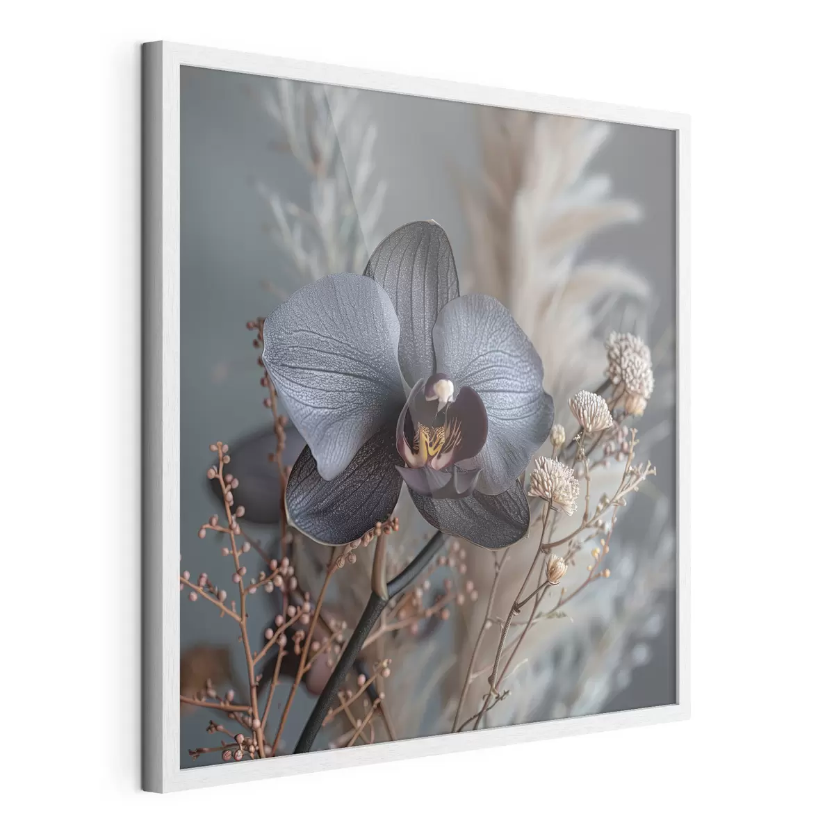 Poster Elegante arreglo floral de orquídea negra y otras flores secas f40661