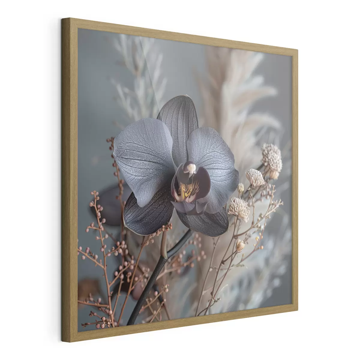 Poster Elegante arreglo floral de orquídea negra y otras flores secas f40661