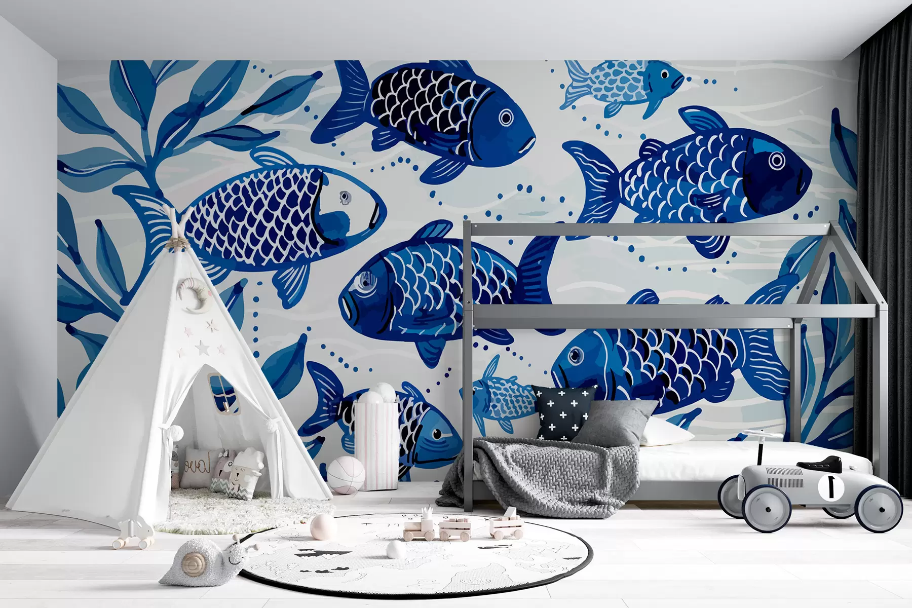 murales de pared Pescado azul w01062