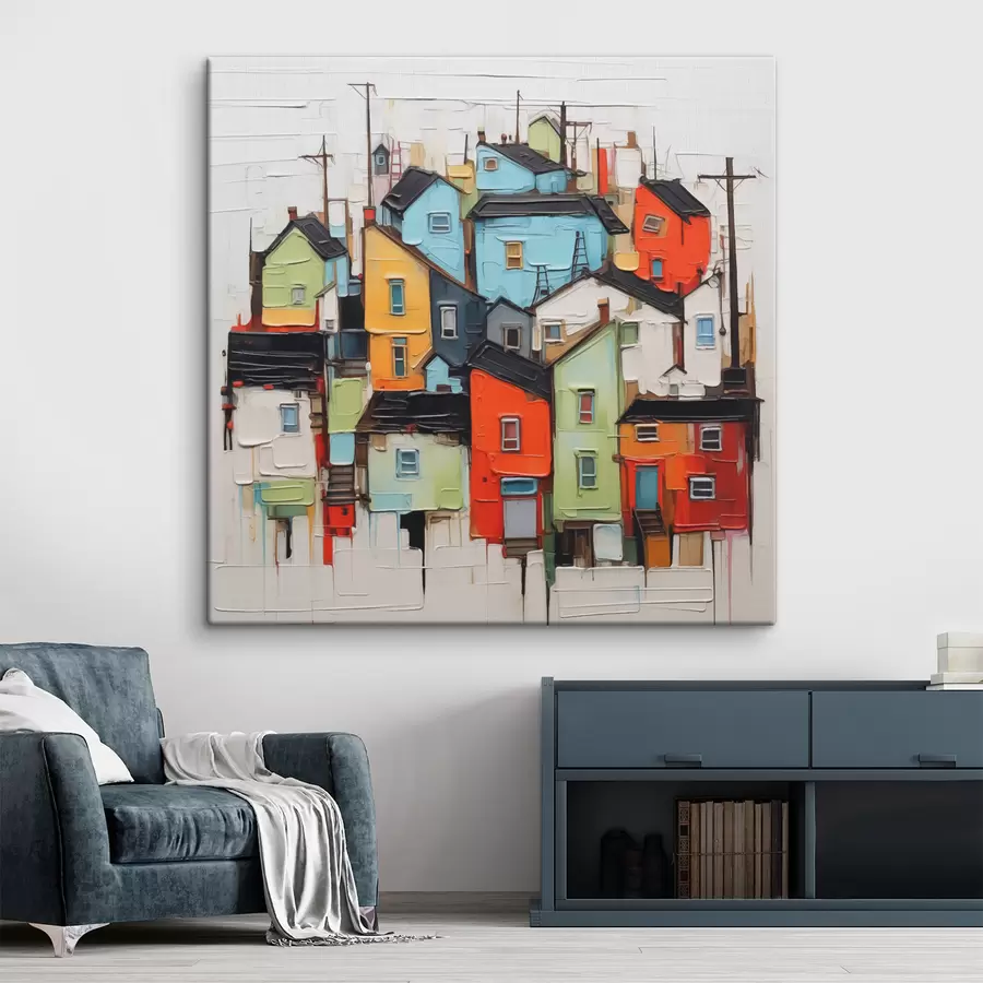 murales de pared Casas abstractas imitación pincelada s40760