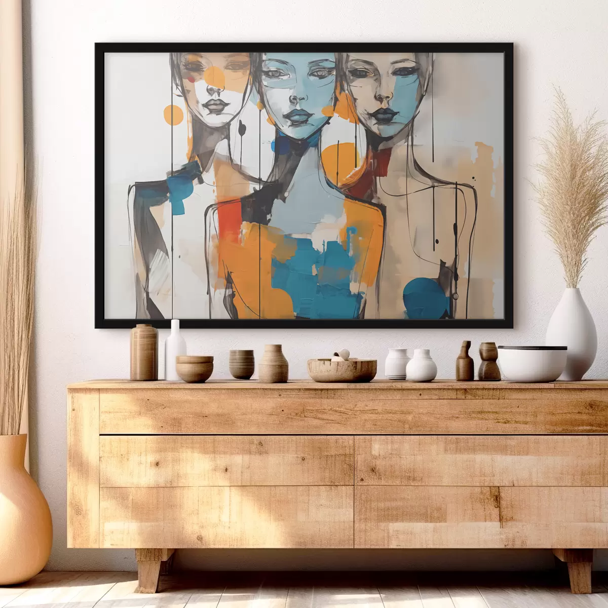 Poster Retratos abstractos de mujeres acuarela en manchas de pintura f40746