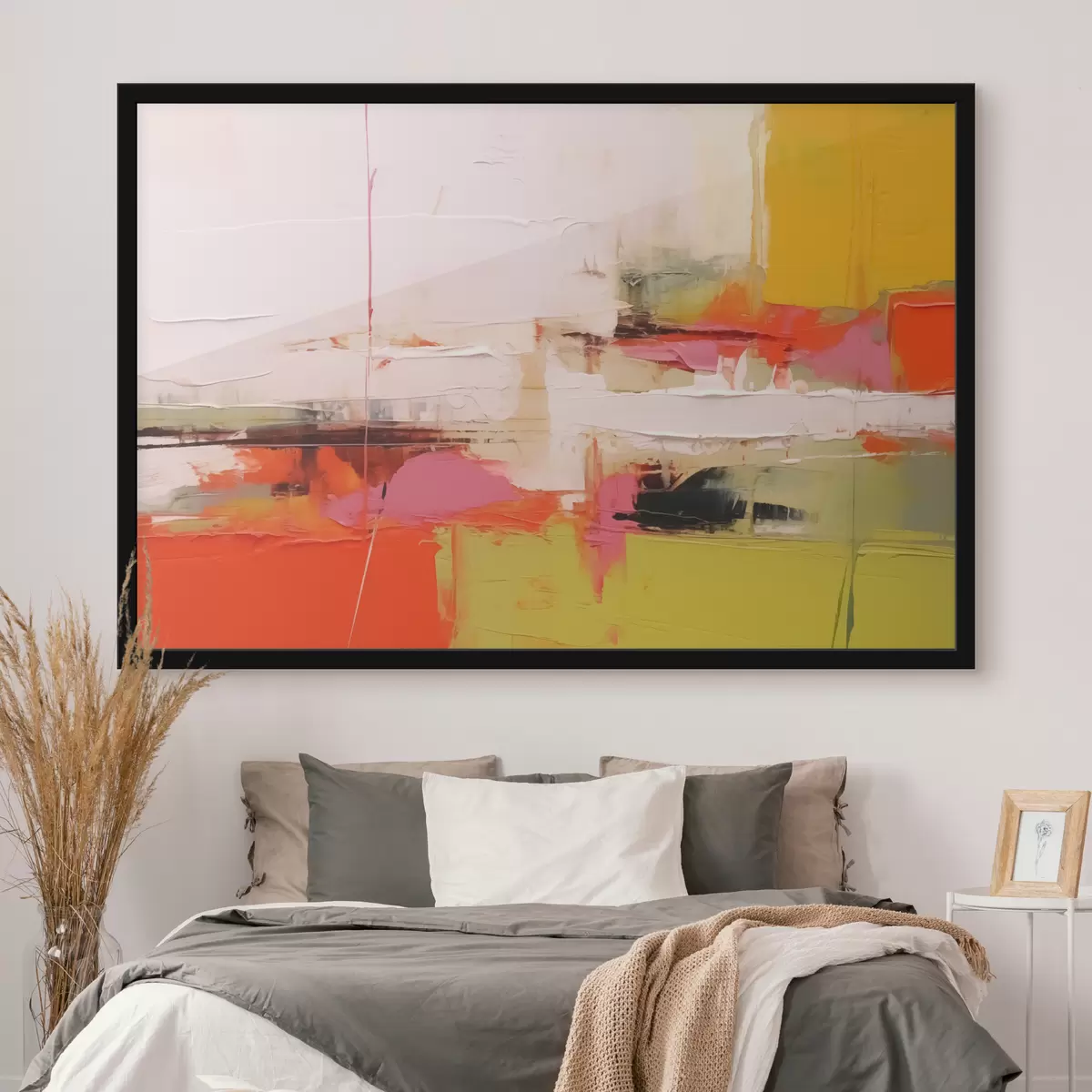 Poster Trazos de pintura abstracta, color rojo, amarillo, verde, naranja f40747