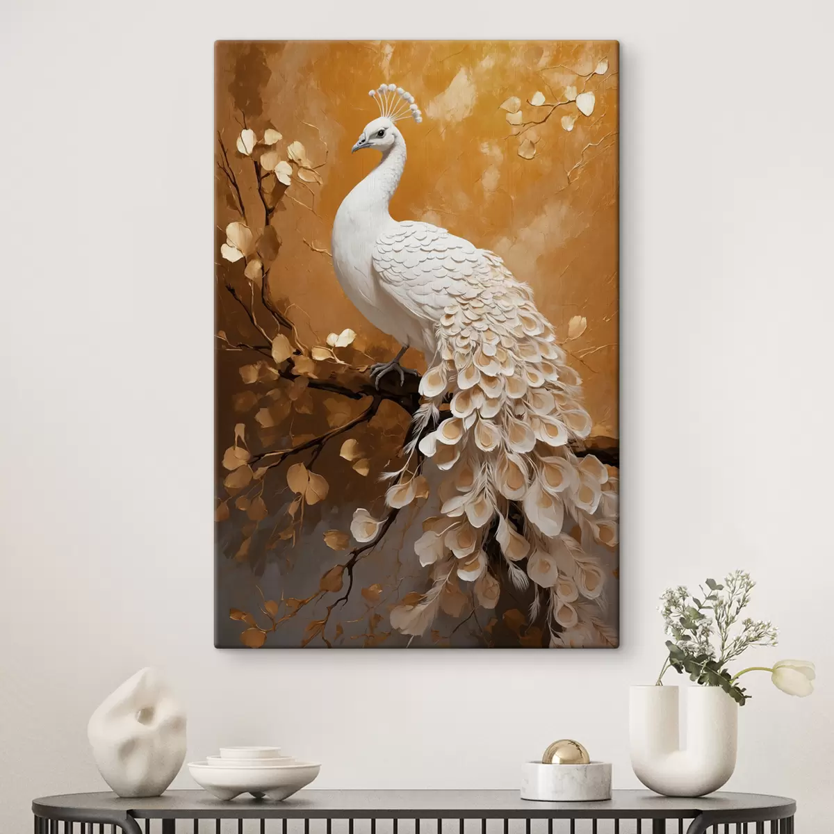 murales de pared Pavo real blanco s40636