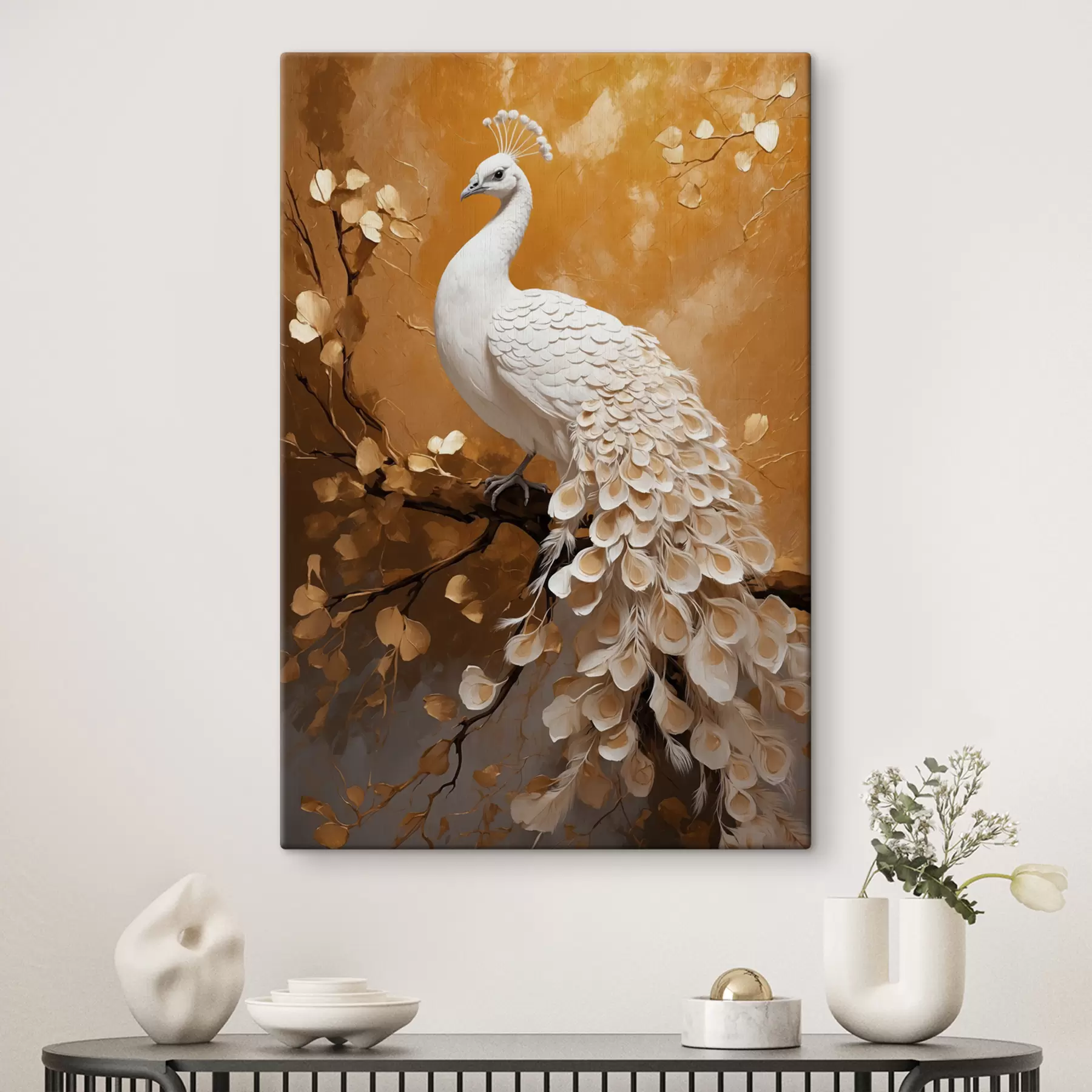 murales de pared Pavo real blanco s40636