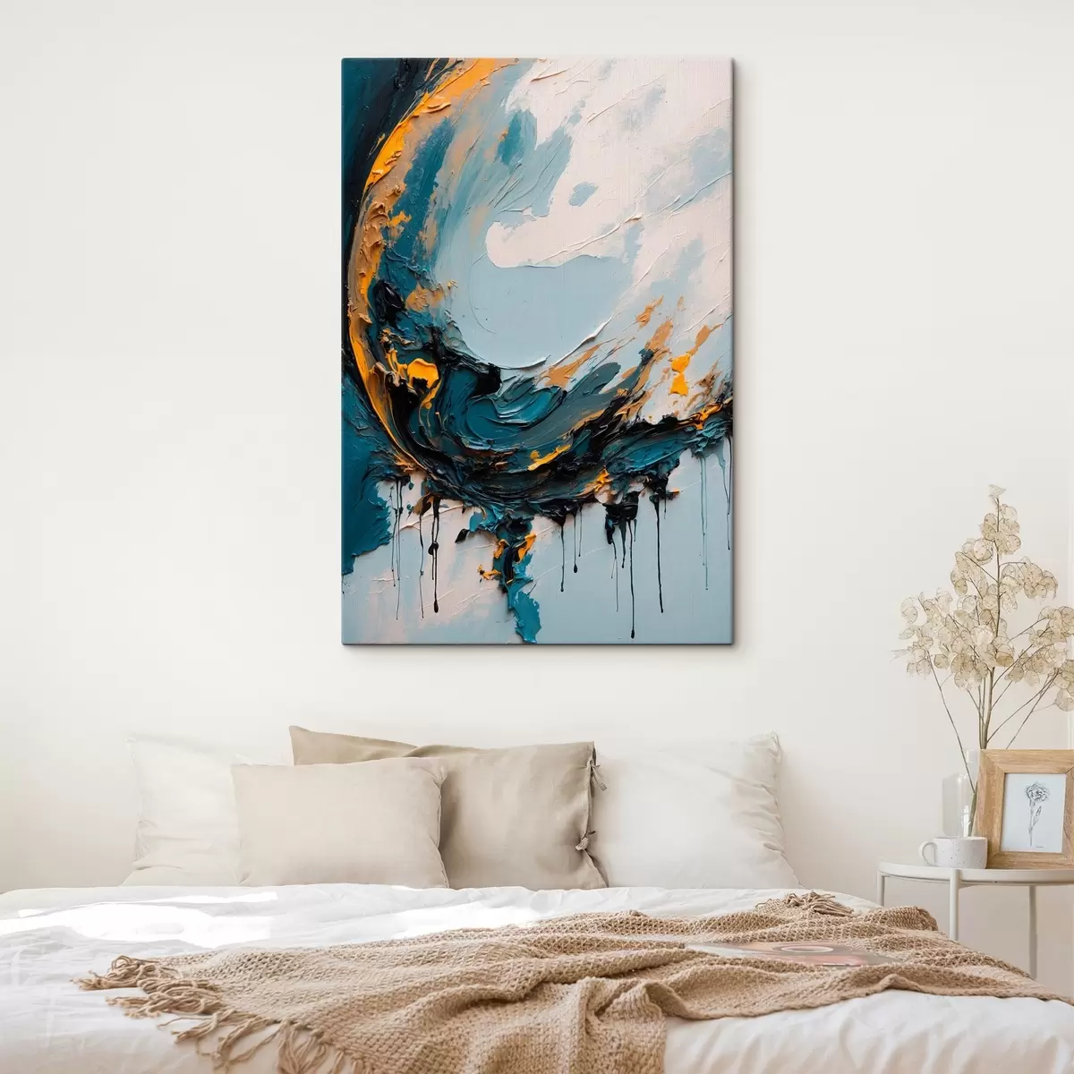 murales de pared Luna creciente abstracta al óleo s40646