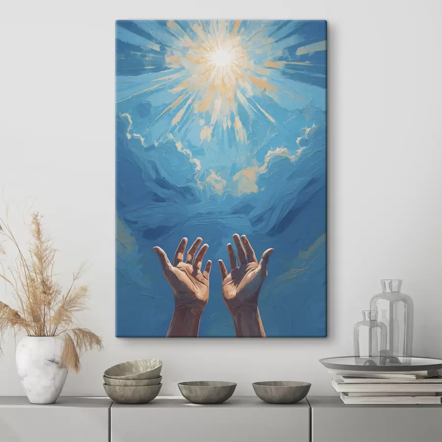 murales de pared Manos sobre fondo de sol s40692