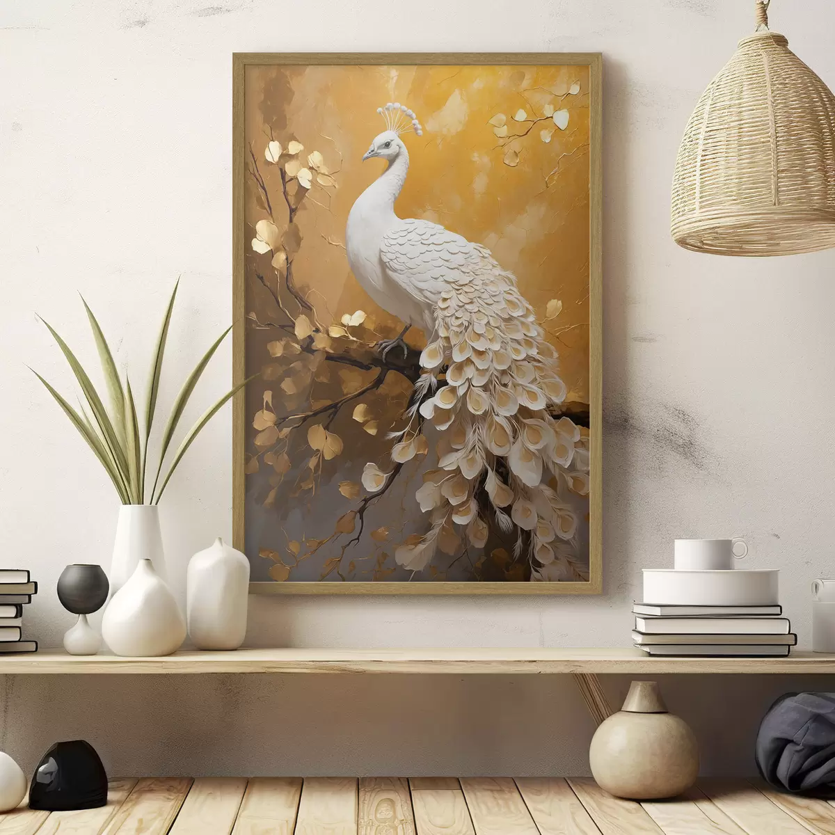 Poster Pavo real blanco f40636