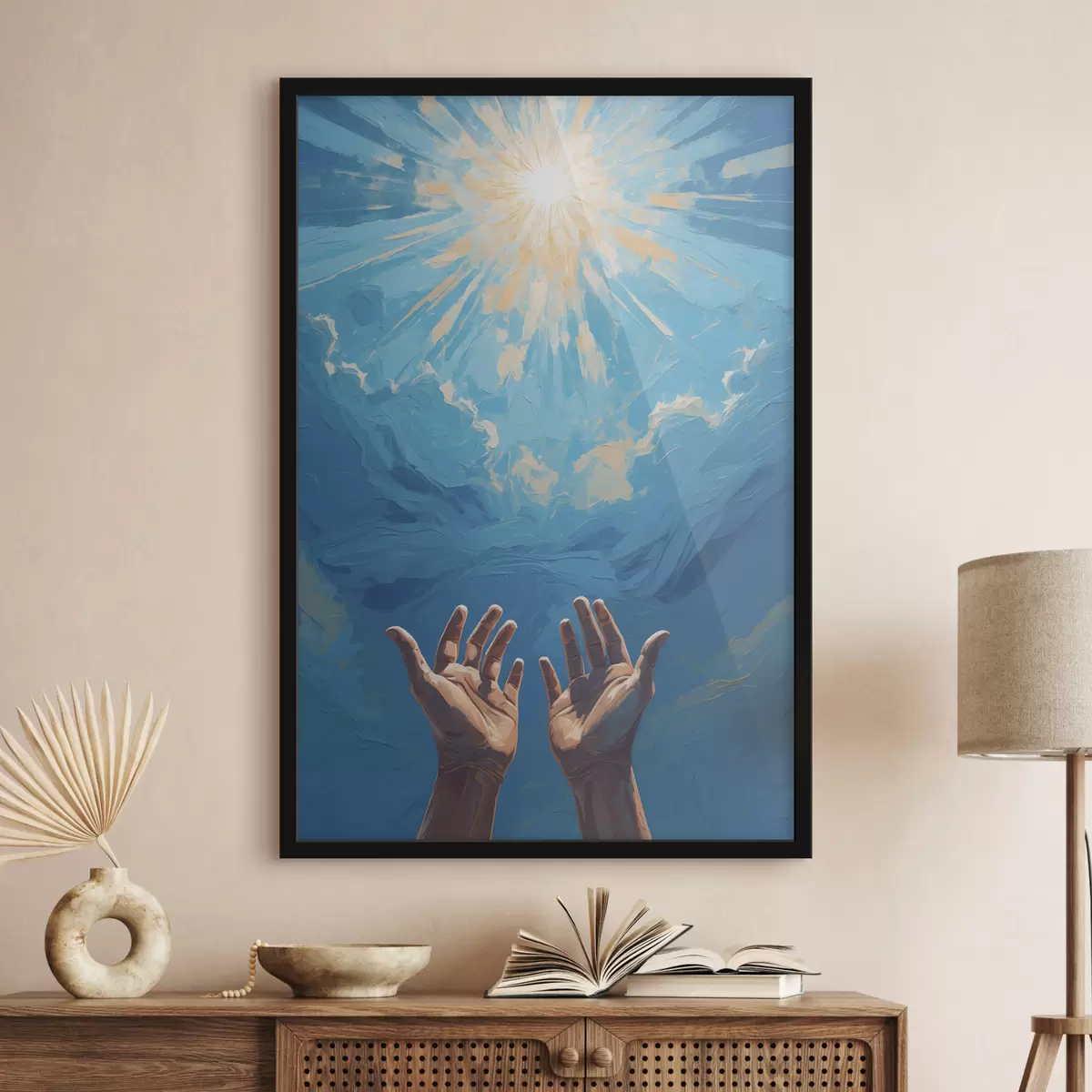 Poster Manos sobre fondo de sol f40692