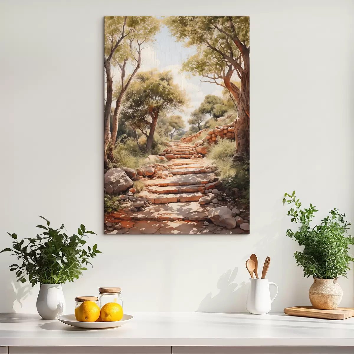 murales de pared Camino en el parque imitación acuarela s40804