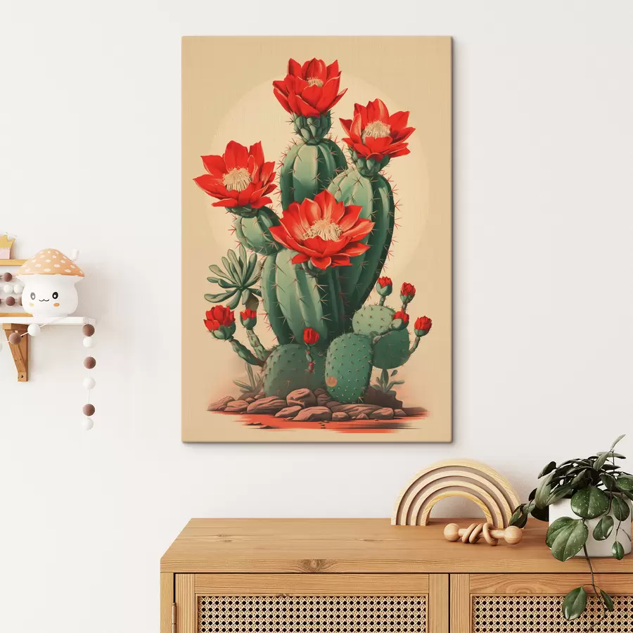 murales de pared Cactus con flores rojas s40806