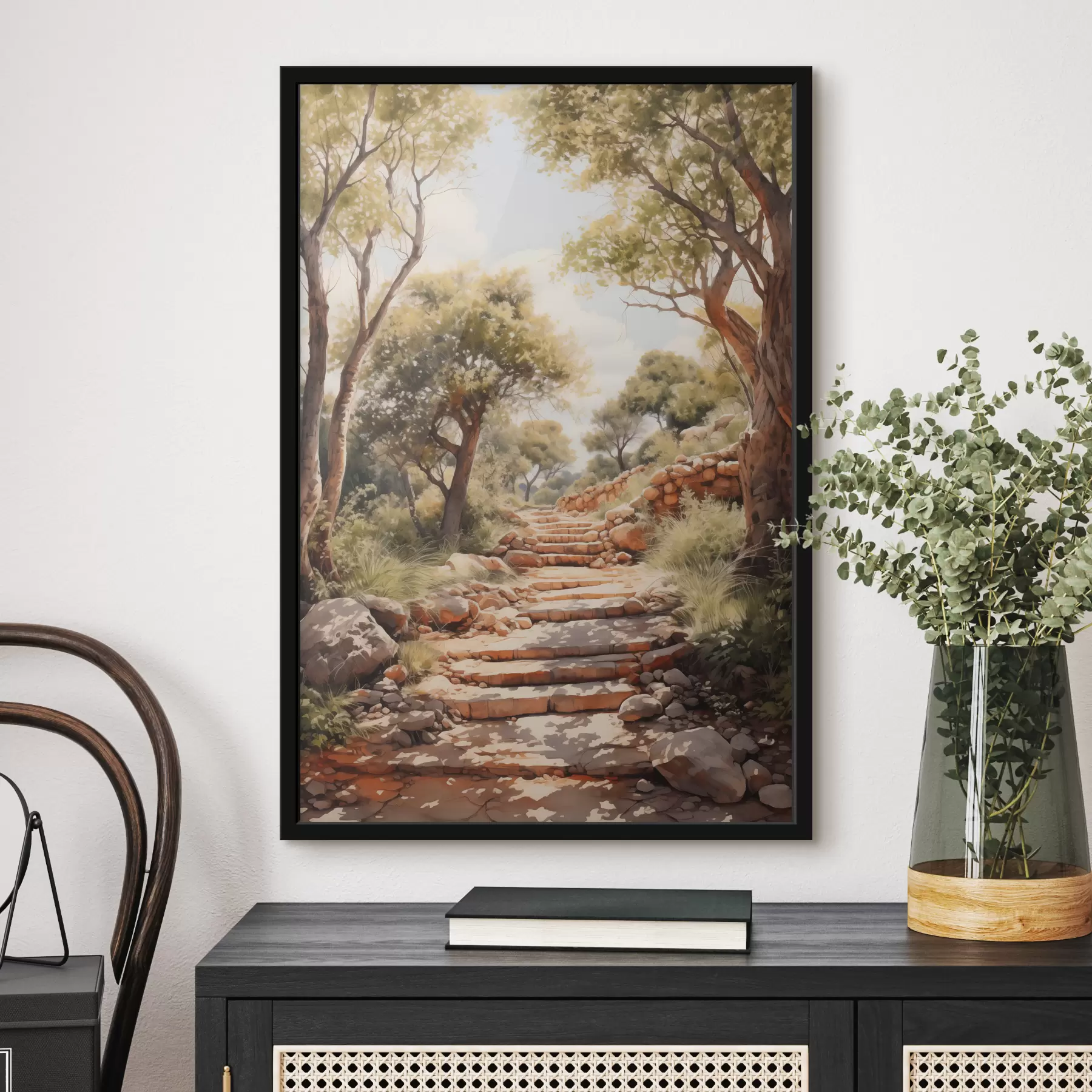 murales de pared Camino en el parque imitación acuarela f40804