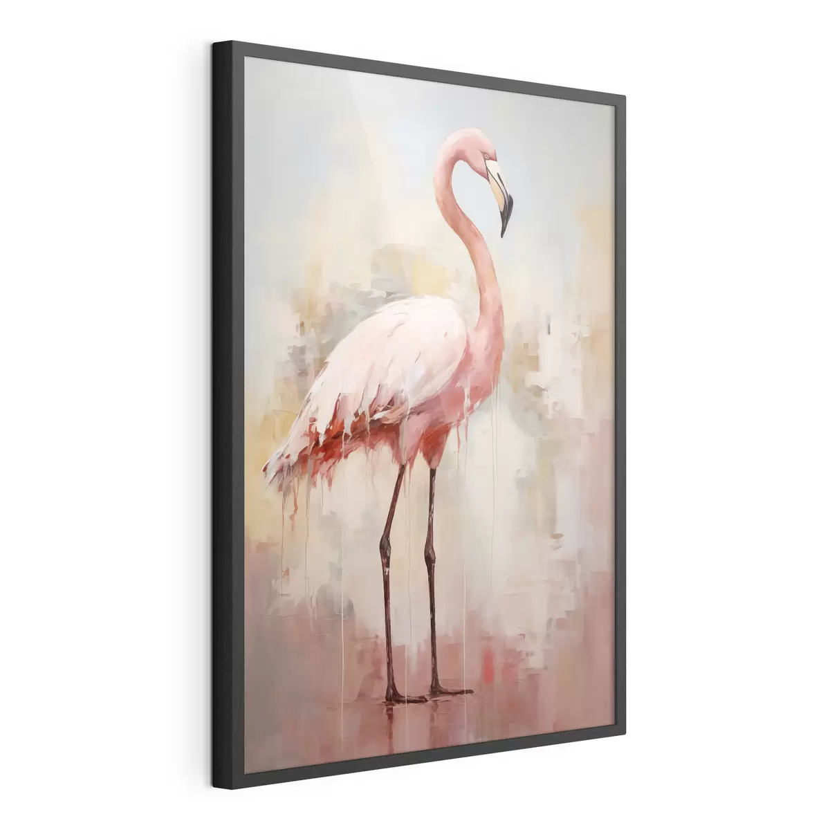 Poster Flamenco rosa sobre fondo abstracto f40805
