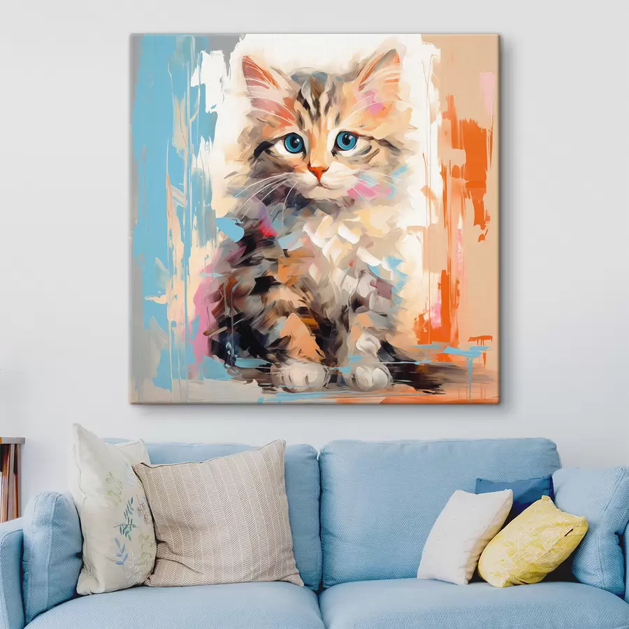 murales de pared Un gatito con pinceladas s40735