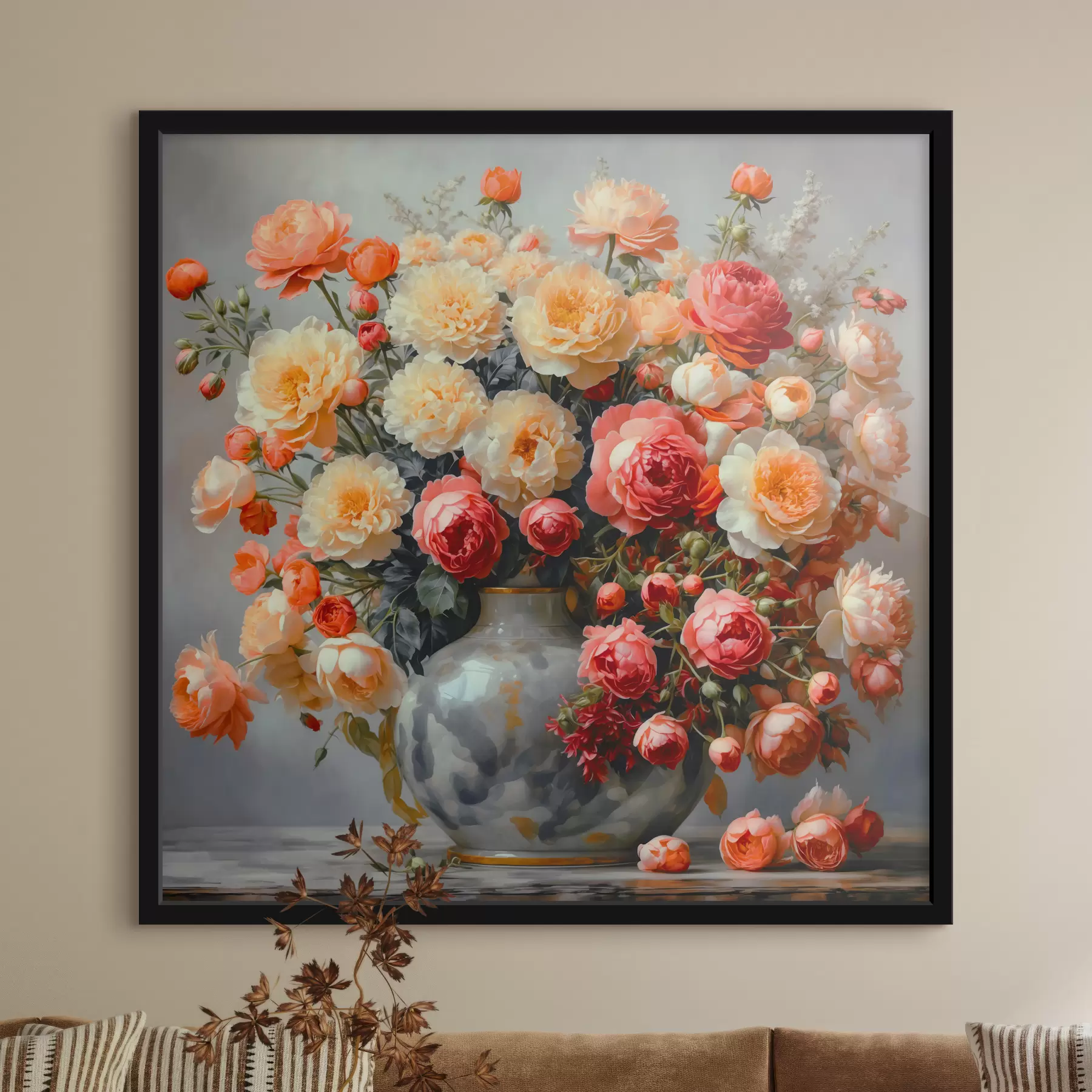 murales de pared Un ramo de flores brillantes en un jarrón f40733