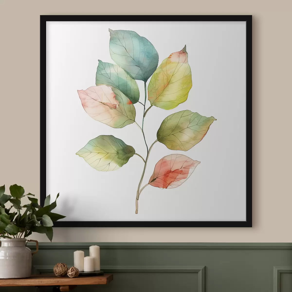 Poster hojas de acuarela f40765