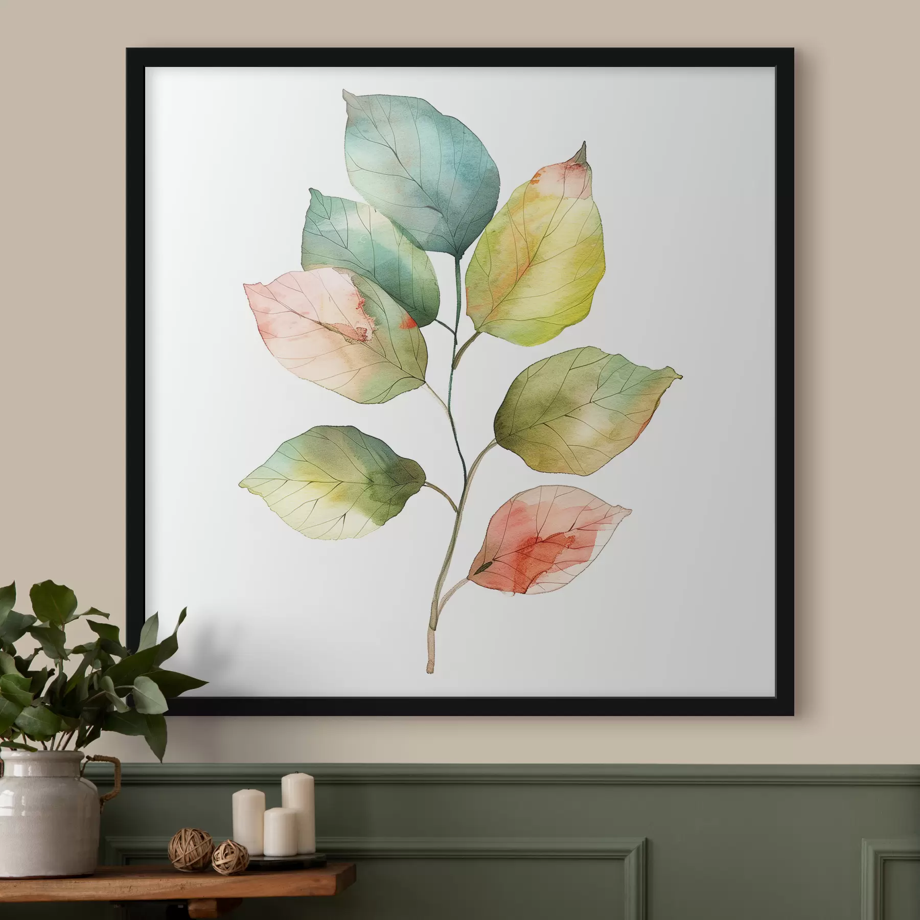 murales de pared hojas de acuarela f40765