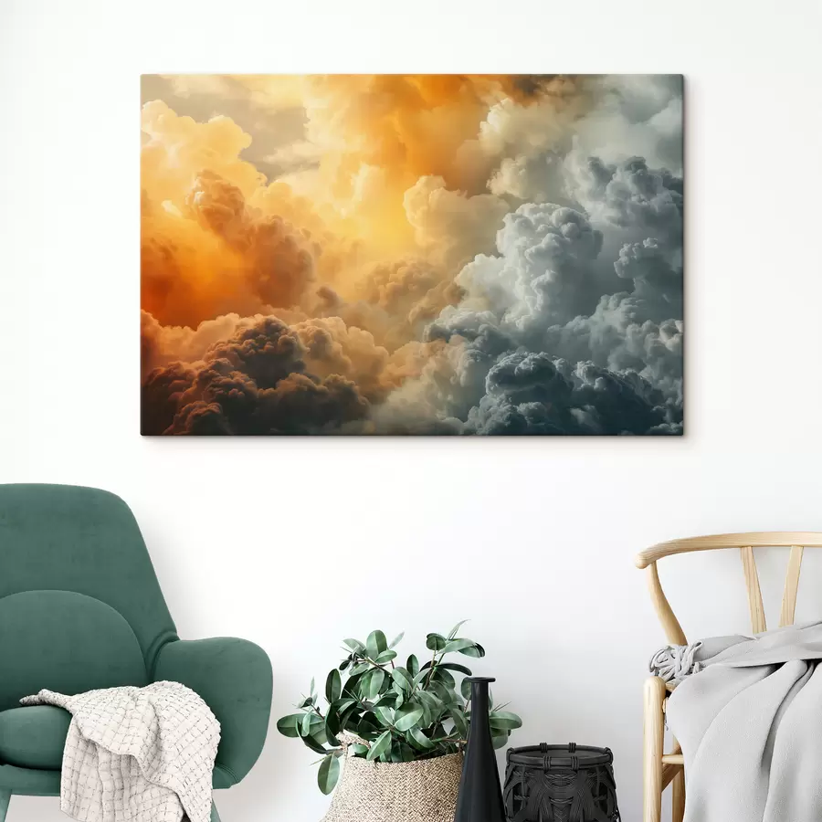 murales de pared Nubes, azul oscuro, naranja, antiguo s40785