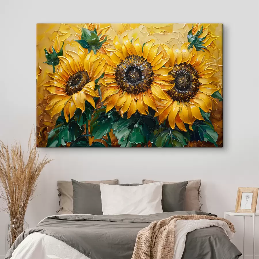 murales de pared Girasoles brillantes,pintura al óleo s40787
