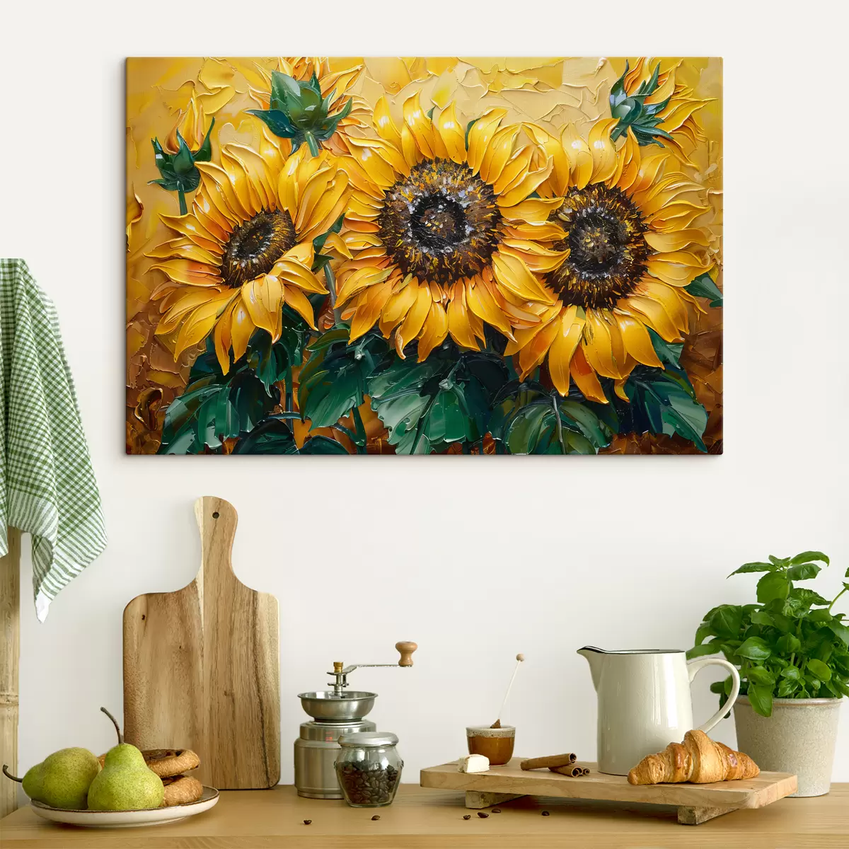 murales de pared Girasoles brillantes,pintura al óleo s40787