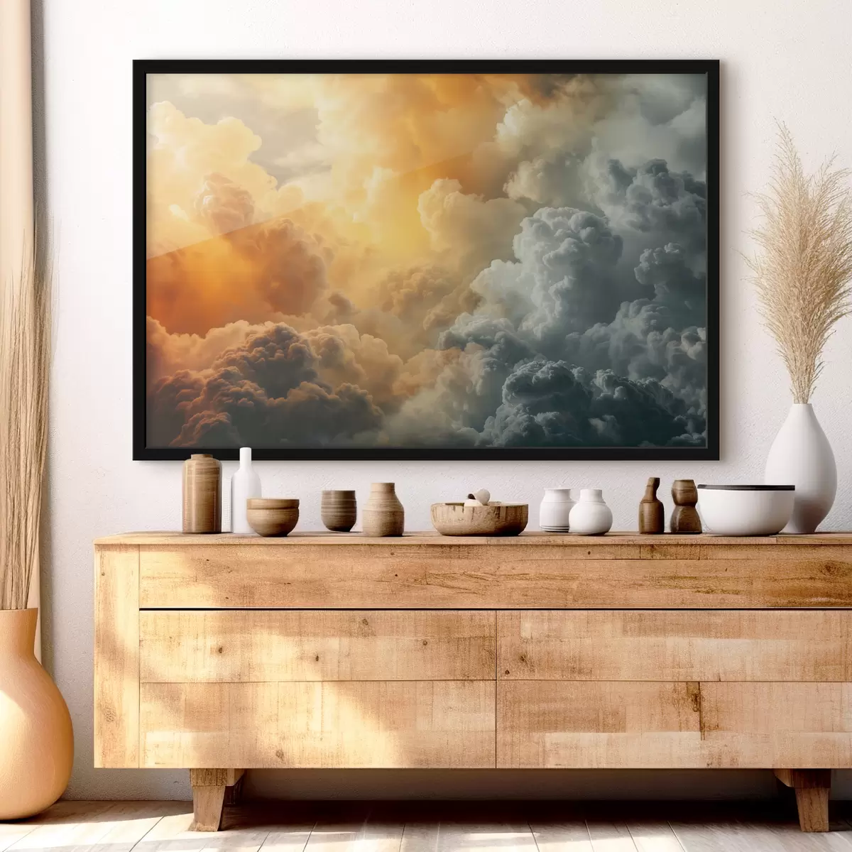 Poster Nubes, azul oscuro, naranja, antiguo f40785