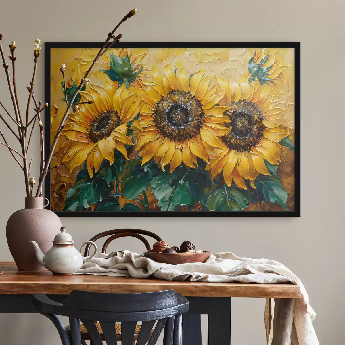Poster Girasoles brillantes,pintura al óleo f40787