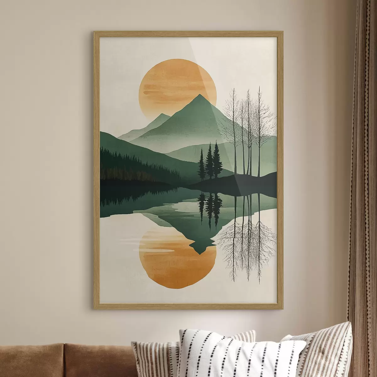 Poster Montaña y sol ámbar f40832