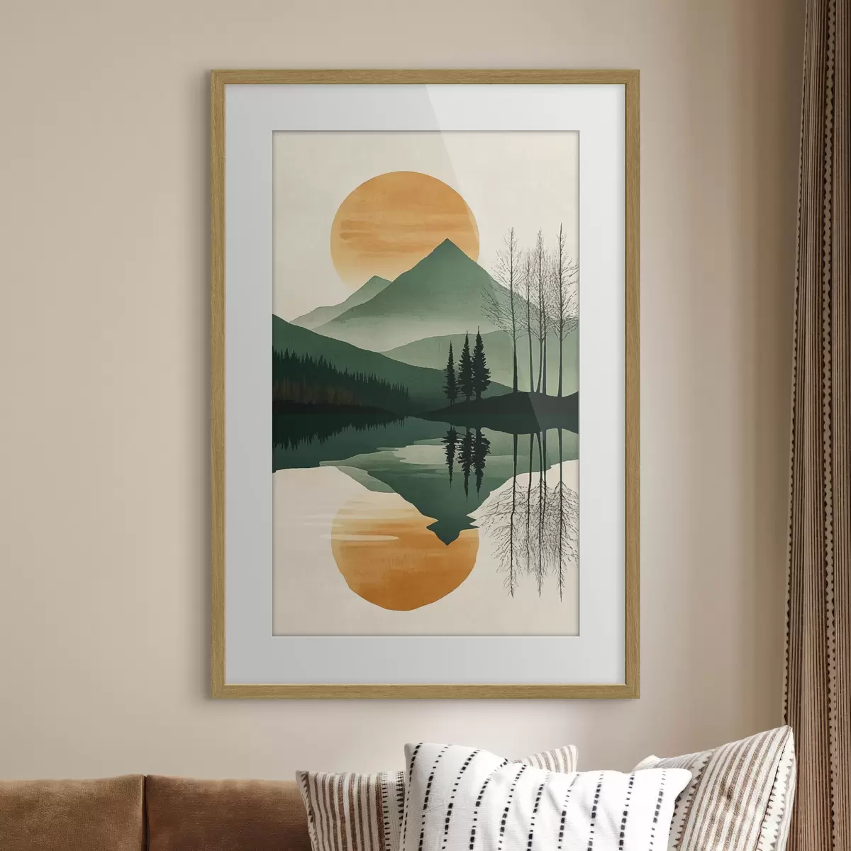 Poster Montaña y sol ámbar f40832