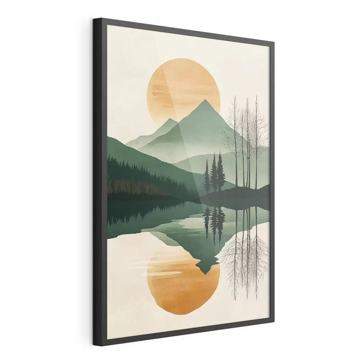 Poster Montaña y sol ámbar f40832