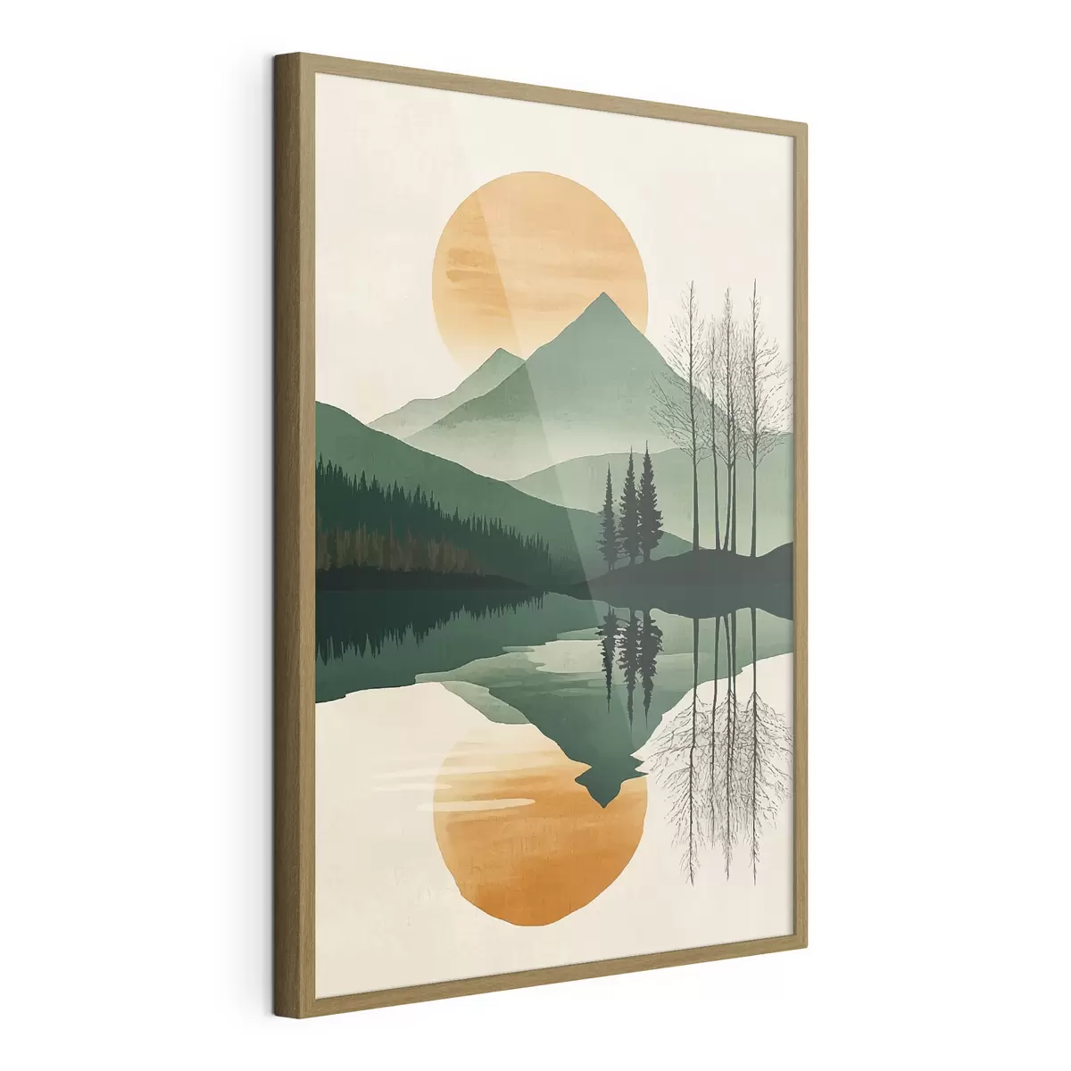 Poster Montaña y sol ámbar f40832