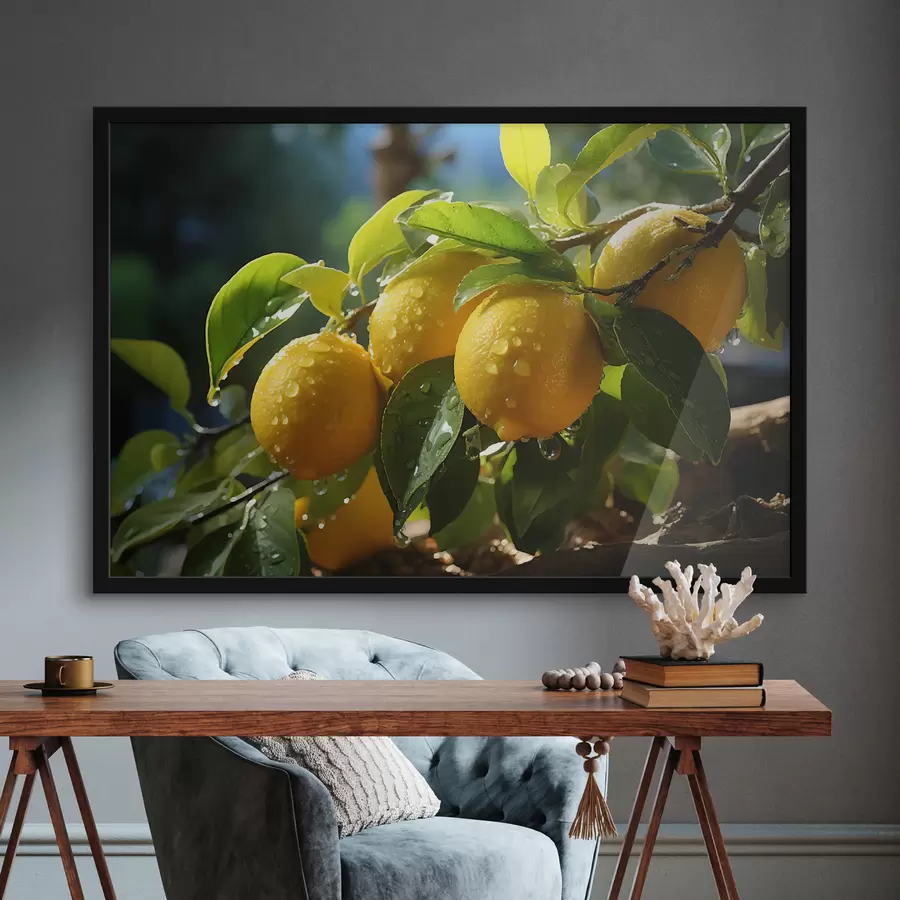 murales de pared Limones, limones en el árbol, rocío f40840