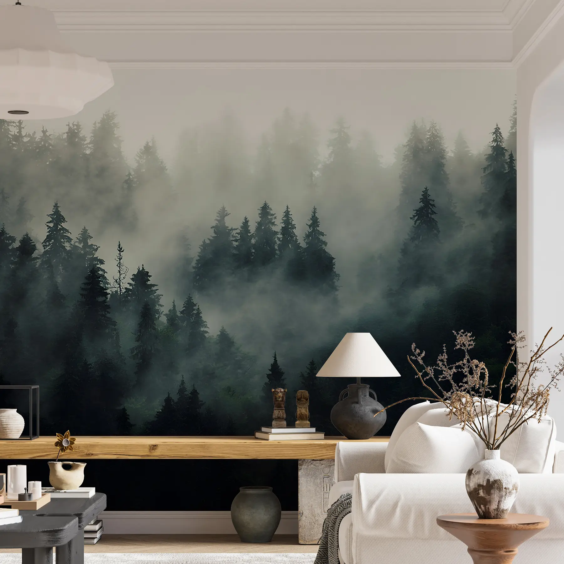 murales de pared Mañana brumosa, bosque u36439