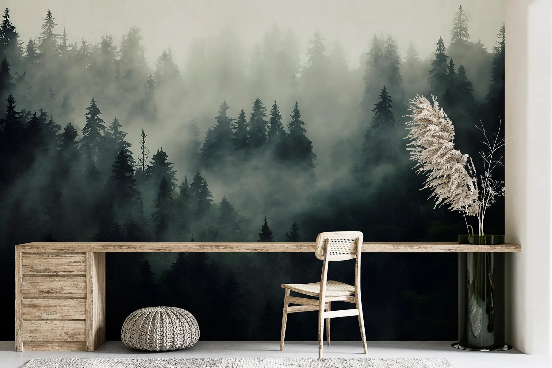 murales de pared Mañana brumosa, bosque u36439