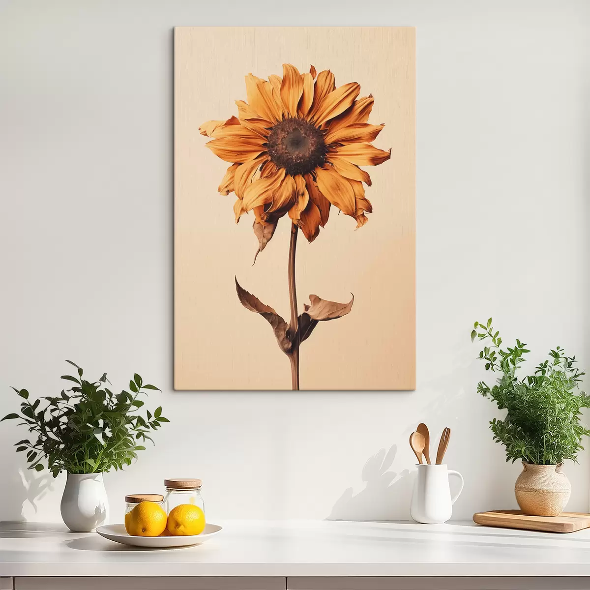 murales de pared Flor seca con pétalos amarillos minimalismo s40882