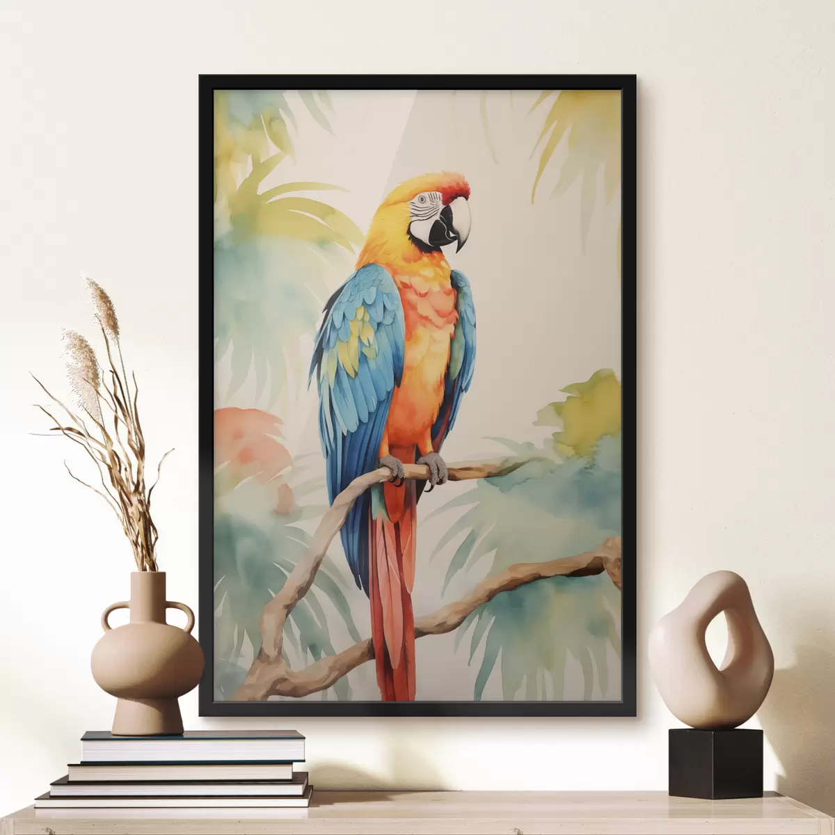 Poster Un colorido loro guacamayo sentado en una rama f40879