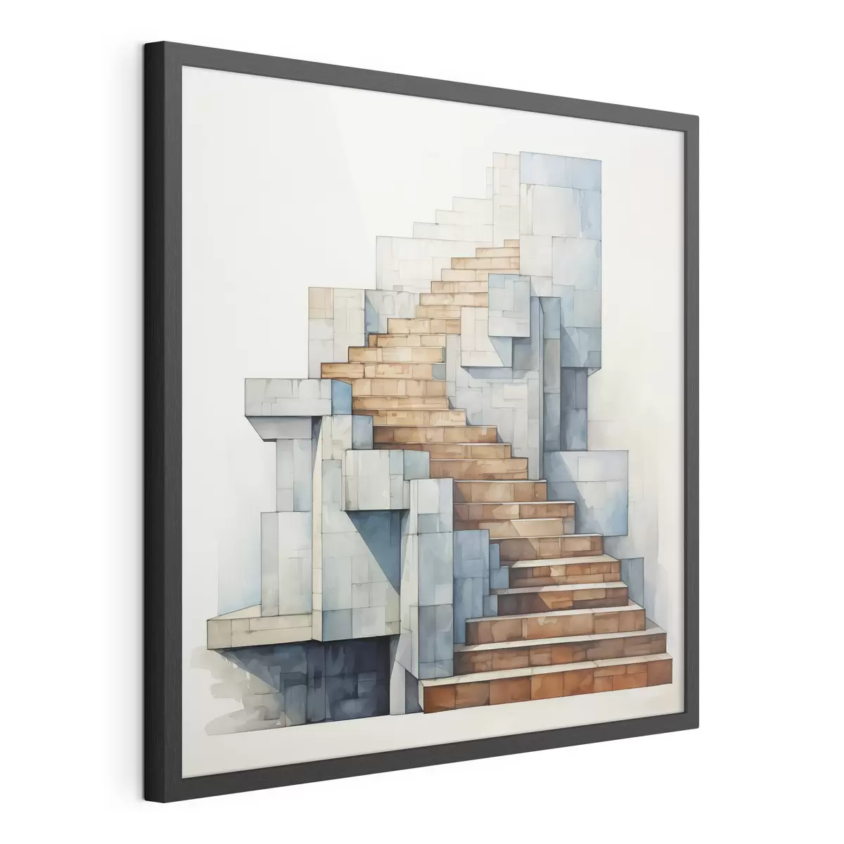 Poster Escaleras de piedra abstracto paisaje arquitectónico acuarela f40891