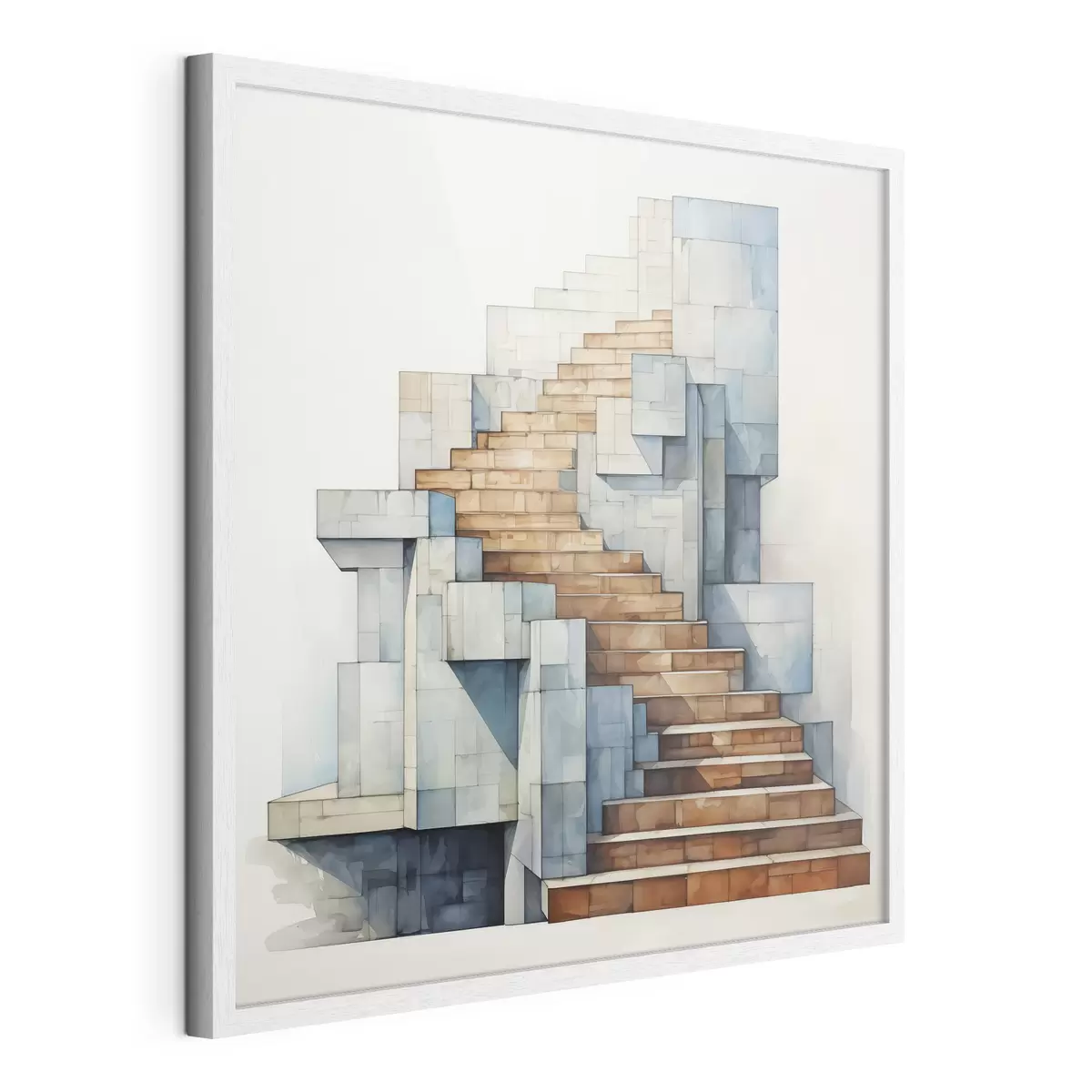 Poster Escaleras de piedra abstracto paisaje arquitectónico acuarela f40891